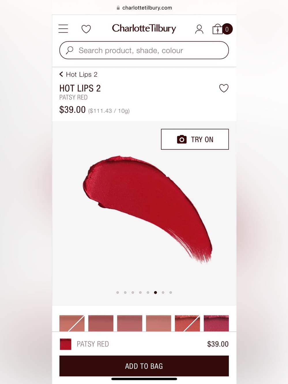 Charlotte Tilbury Hot Lips 2 Lipstick Matte Revolution PATSY RED, SEALED NIB NEW - Picture 3 of 10